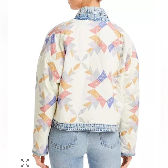Blank NYC Making Memories Patchwork Quilted Jacket Denim Trim Oversized Small - Picture 14 of 14